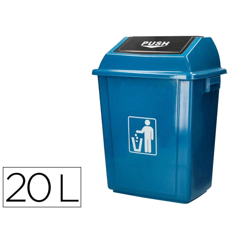 Papelera Contenedor Q-Connect Plastico con Tapa de Balancin 20 Litros Azul 340X240X450 MM