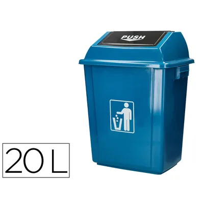 Q-CONNECT Papelera Contenedor Q-Connect Plastico con Tapa de Balancin 20 Litros Azul 340X240X450 MM
