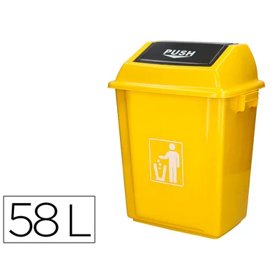 Q-CONNECT Papelera Contenedor Q-Connect Plastico con Tapa de Balancin 58 Litros Amarillo 470X330X760 MM