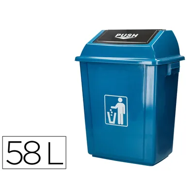 Q-CONNECT Papelera Contenedor Q-Connect Plastico con Tapa de Balancin 58 Litros Azul 470X330X760 MM