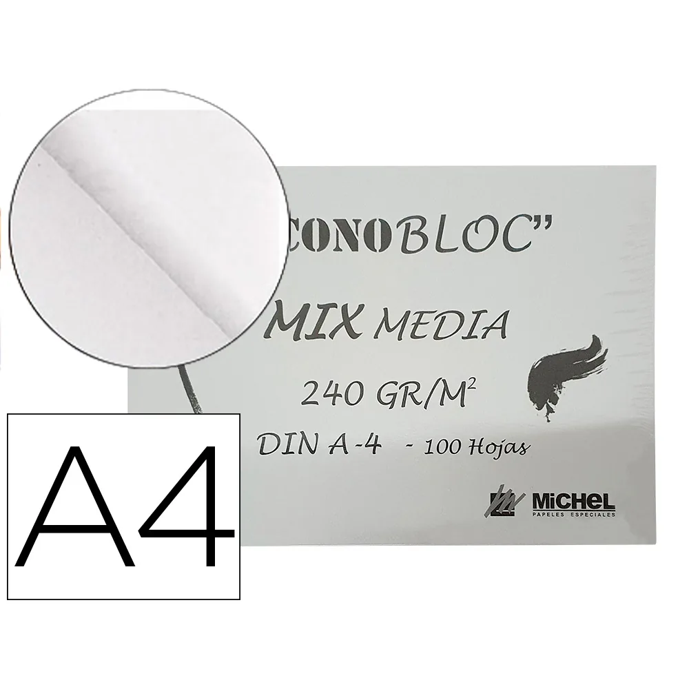 Bloc Dibujo Multitecnicas Michel Econobloc Mix Media DIN A4 Encolado 100 Hojas 240 GR/M2 210X297 MM