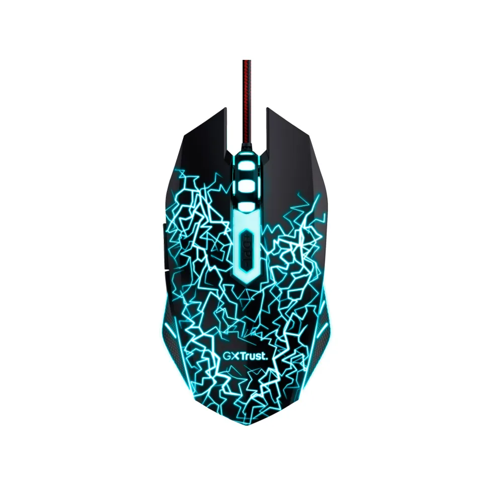 Raton Trust GXT105X Izza Gaming Optico Luces Led 800-4000 Ppp 6 Botones Usb 2.0 Cable 1,80 M Color Negro