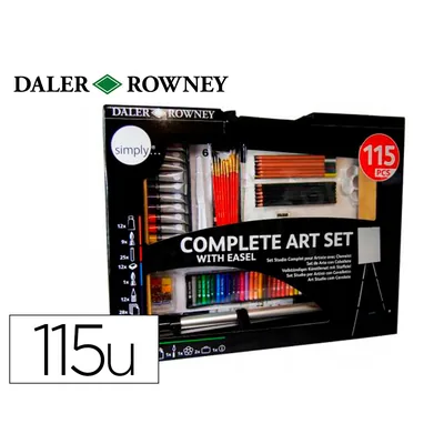 DALER ROWNEY Set de Pinturas Daler Rowney 115 Piezas con Caballete de Aluminio Plegable 457X73X584 MM