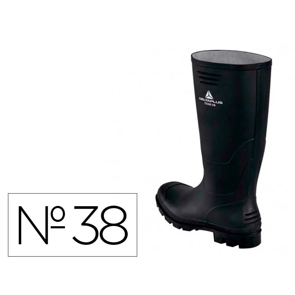 Botas Deltaplus de Seguridad Stone Pvc Negro Suela de Tacos Talla 38