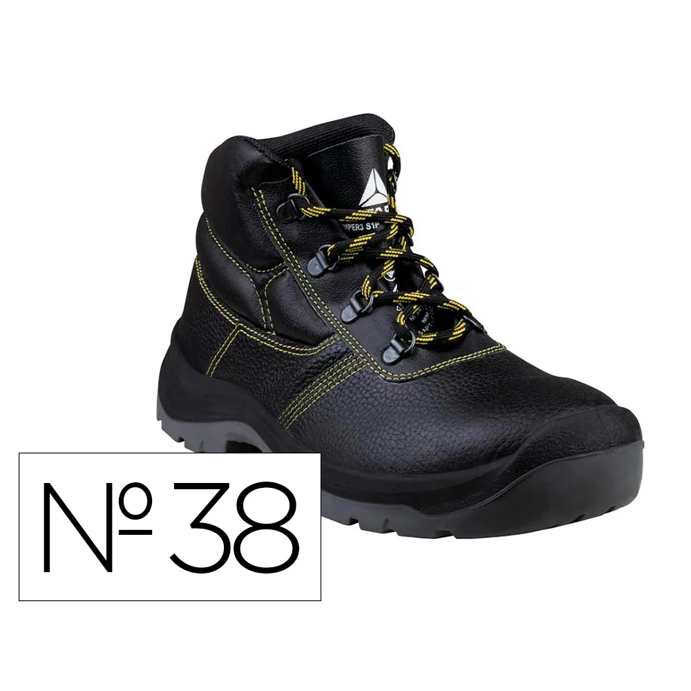 Botas Deltaplus de Seguridad Piel Crupon Pigmentada Suela Pu Bi-densidad Color Negro Talla 38