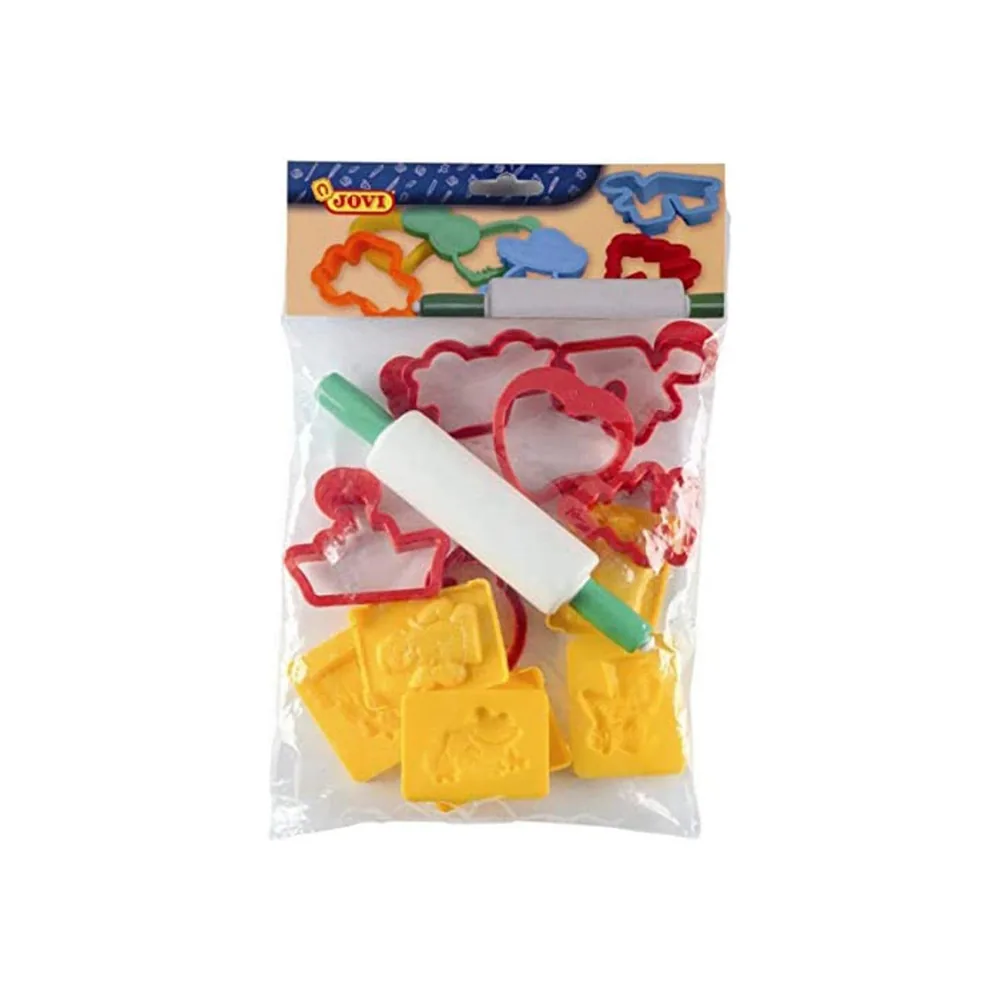 Juego Jovi Rodillo para Plastilina + 12 Moldes Formas Surtidas