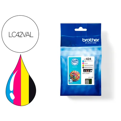 BROTHER Ink-jet Brother LC424VAL DCP-J1200W Pack 4 Colores Negro / Amarillo / Cian / Magenta 750 Hojas