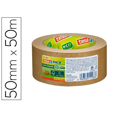 TESA Cinta Adhesiva Tesa Eco Papel Color Kraft 50 M X 50 MM para Embalaje