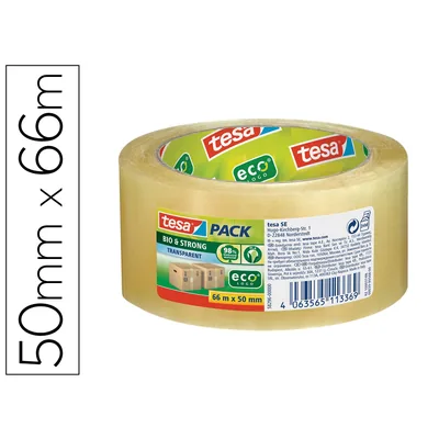 TESA Cinta Adhesiva Tesa Eco Bio & Strong Transparente 66 M X 50 MM para Embalaje