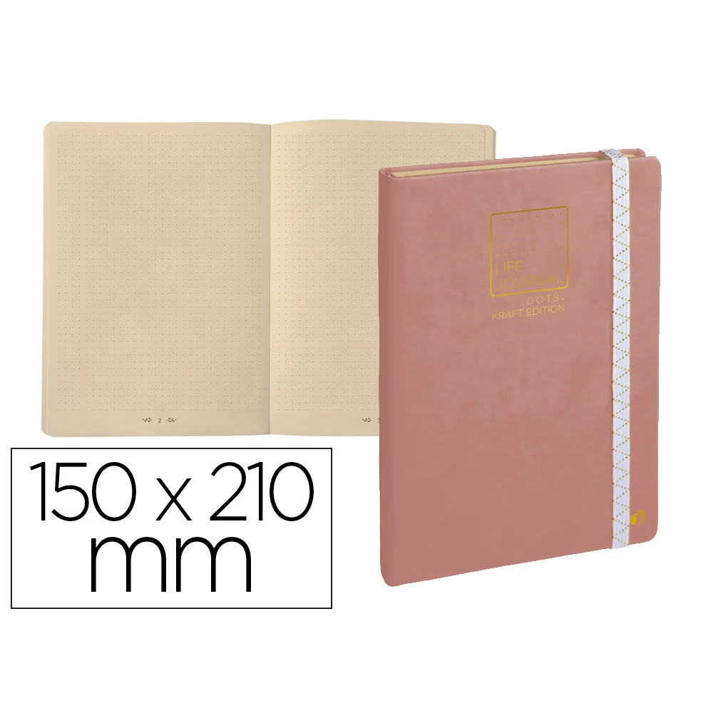 Libreta Quo Vadis Life Journal Dots Metodo Bullet 15X21 CM 215 Hojas 90 GR Tapa Kraft