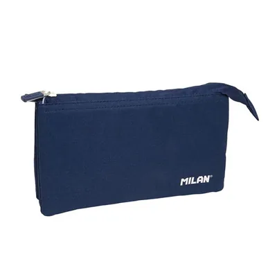 MILAN Bolso Escolar Portatodo Milan 1918 Collection 3 Cremalleras y 5 Compartimentos Azul Marino 215X35X125 MM