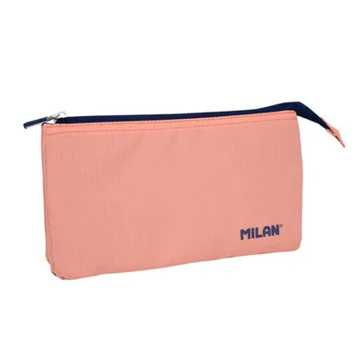 MILAN Bolso Escolar Portatodo Milan 1918 Collection 3 Cremalleras y 5 Compartimentos Rosa 215X35X125 MM