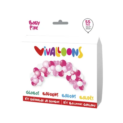 VIVALLOONS Globo 100% Latex Biodegradable Guinarlda Arco Baby Pink 55 Unidades Colores Pastel