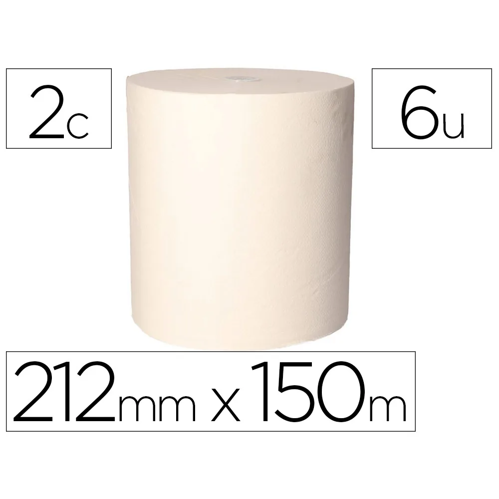Papel Secamanos Bunzl Greensource 2 Capas Celulosa Blanca 212 MM X 150 M con Sistema Autocorte Paquete de