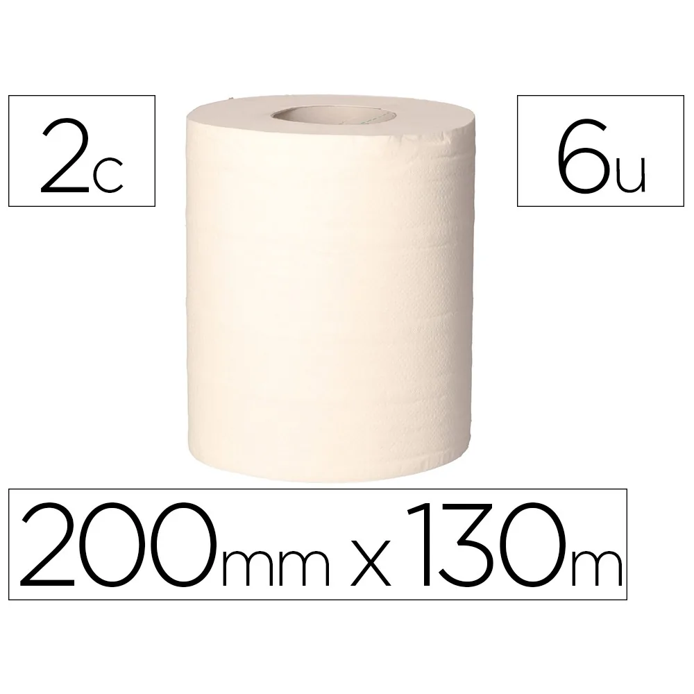 Papel Secamanos Bunzl Greensource 2 Capas Celulosa Blanca 200 MM X 130 M Paquete de 6 Rollos