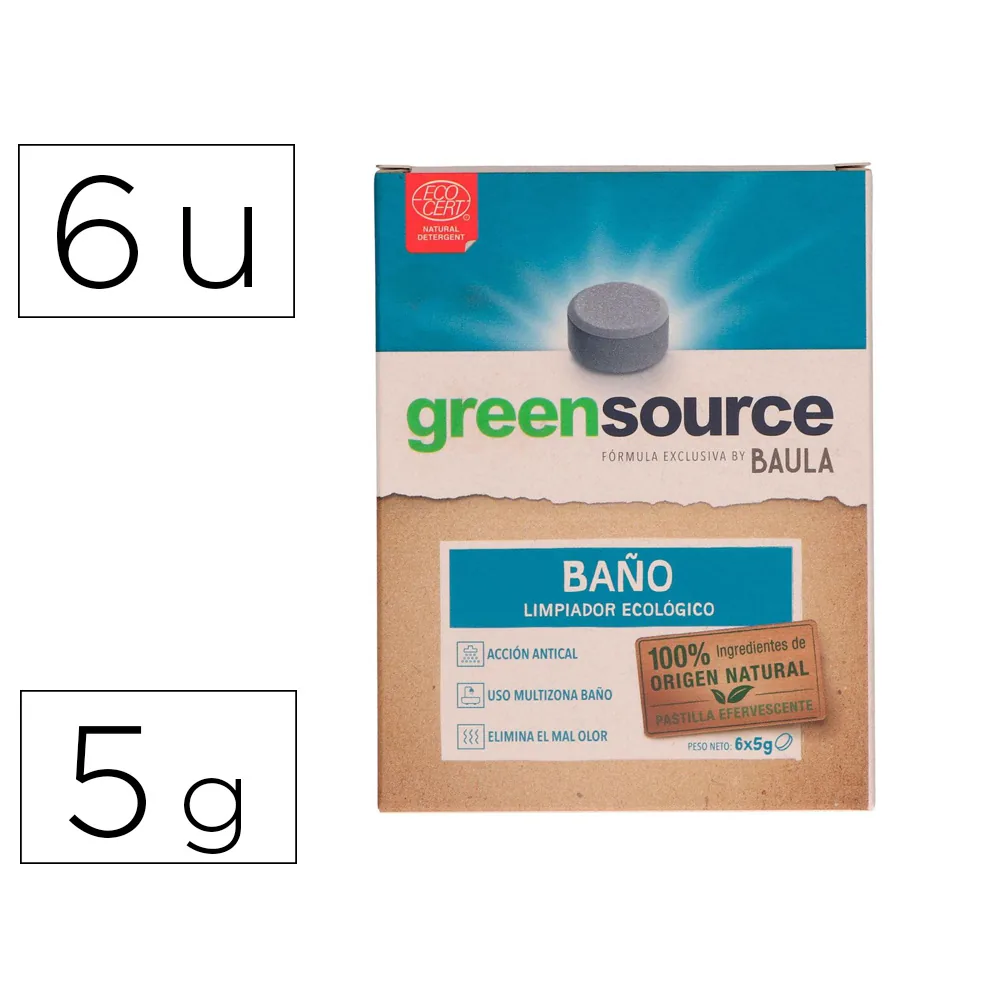 Limpiador de Baños Bunzl Greensource Ecologico Pastilla de 5 G Paquete de 6 Unidades