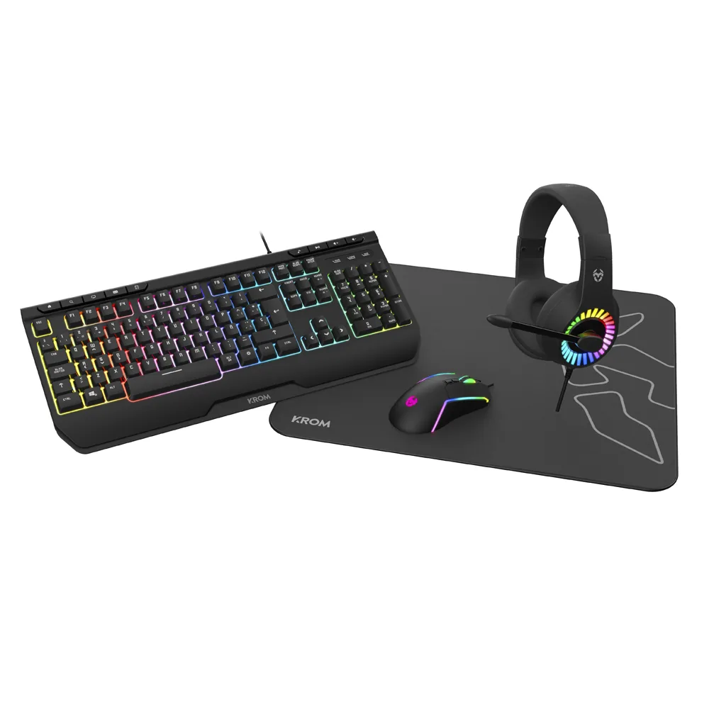 Kit Gaming Krom Kenya 4 In 1 Rgb Auriculares / Teclado / Raton / Alfombrilla