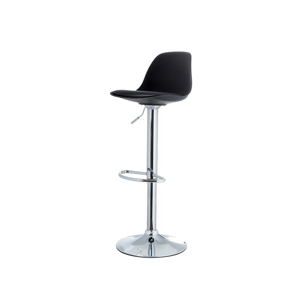 Taburete Paperflow Bobba Pie Aluminio Asiento Negro Lote de 2 Unidades