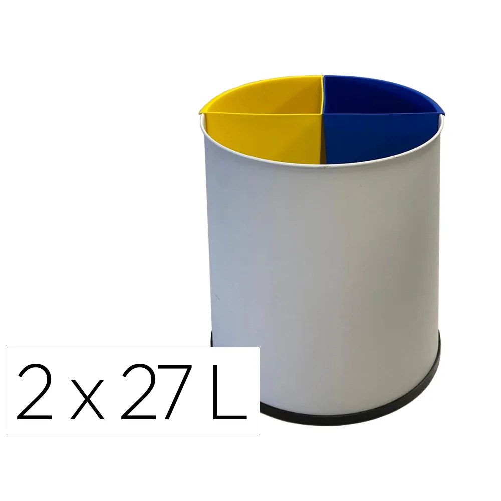 Papelera Metalica Sie para Reciclaje con 2 Departamento Extraible 2X27 Litros 300X295 MM