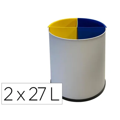 SIE Papelera Metalica Sie para Reciclaje con 2 Departamento Extraible 2X27 Litros 300X295 MM