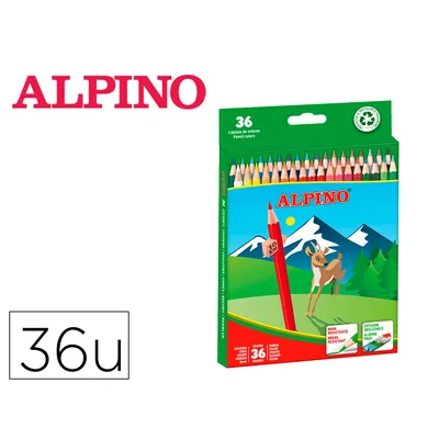 ALPINO Lapices de Colores Alpino Caja 36 Unidades Colores Surtidos Largos