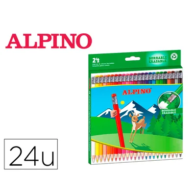 ALPINO Lapices de Colores Alpino Borrable Caja de 24 Unidades Colores Surtidos