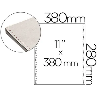 FABRISA Papel Continuo 380X11 Blanco Caja de 2500 Hojas