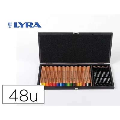 LYRA Lapices de Colores Lyra Rembrandt Polycolor 36 Olores Surtidos + 12 Lapices de Grafito en Maletin de Madera