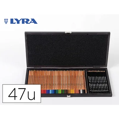 LYRA Set Dibujo Lyra Estuche de Madera con 47 Piezas Surtidas