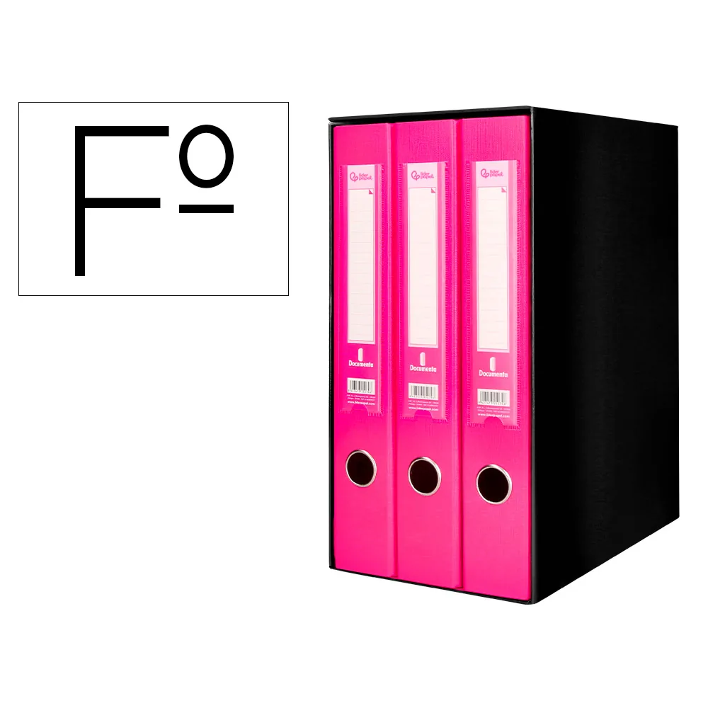 Modulo Liderpapel 3 Archivadores Folio 2 Anillas Mecanismo de Palanca 52MM Rosa
