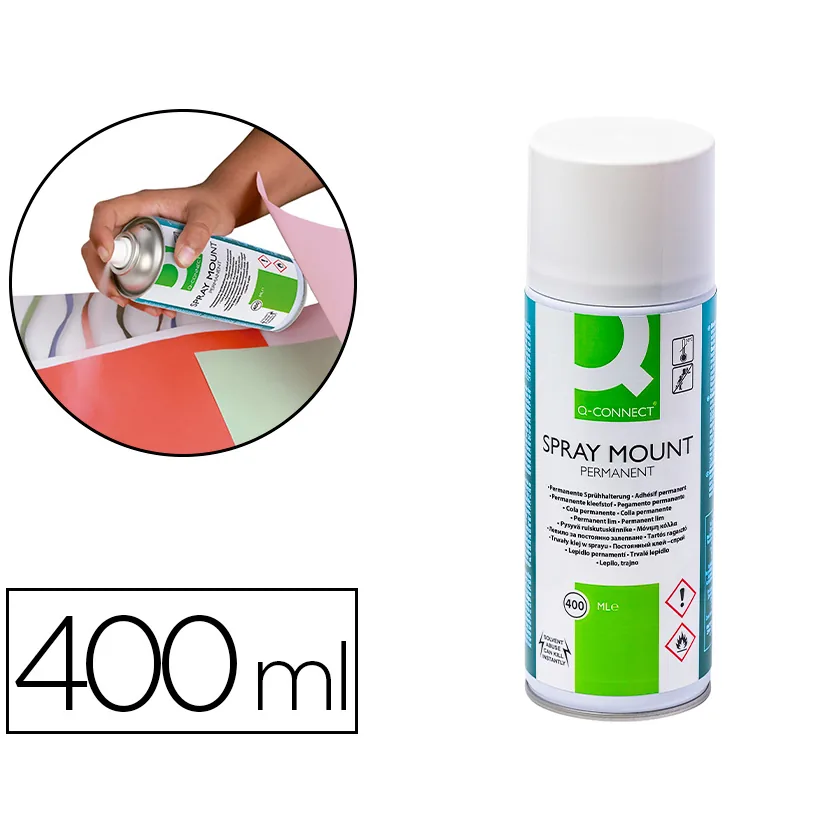 Pegamento Q-Connect Spray Mount Adhesivo Permanente Bote de 400 ML