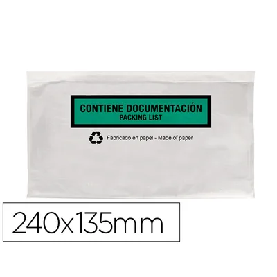 Q-CONNECT Sobre Autoadhesivo Q-Connect Portadocumentos Multilingue 240X135 MM Sin Ventana 100% Papel Paquete de 100 Unidades