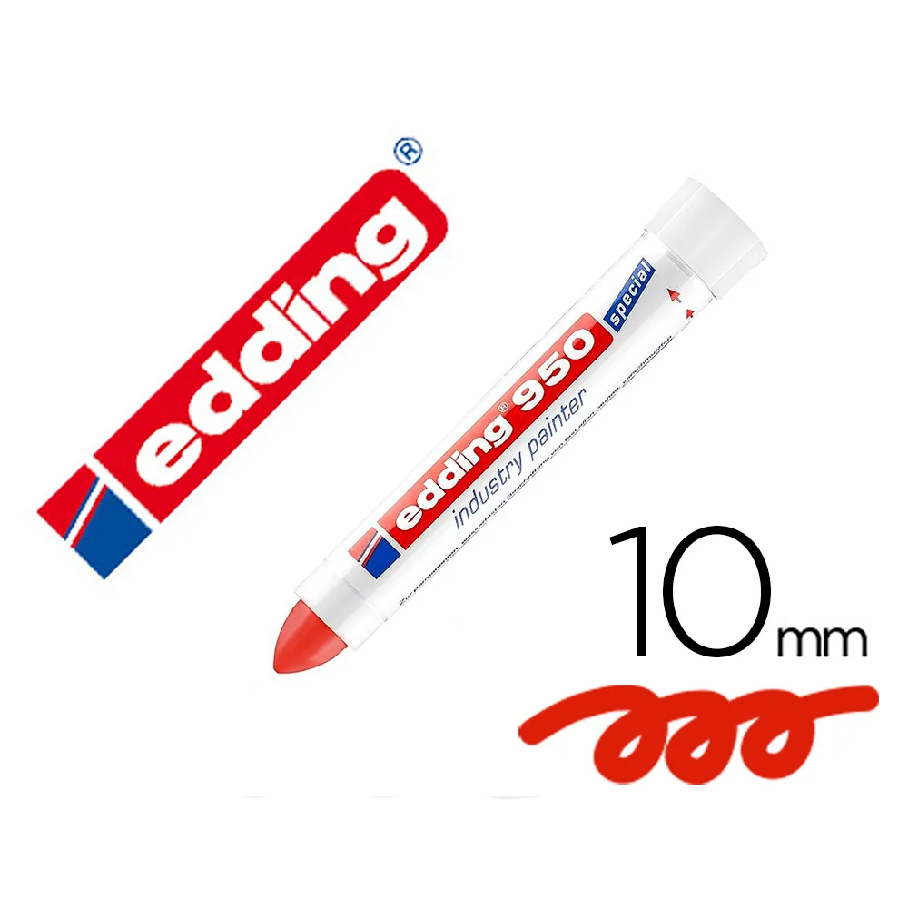 Marcador Edding Permanente 950 Pasta Opaca Rojo Punta Redonda 10 MM para Superficies Oxidadas/rugosas