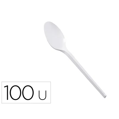BLANCA Cuchara Sopera de Plastico Blanco Reutilizable Paquete DE100 Unidades
