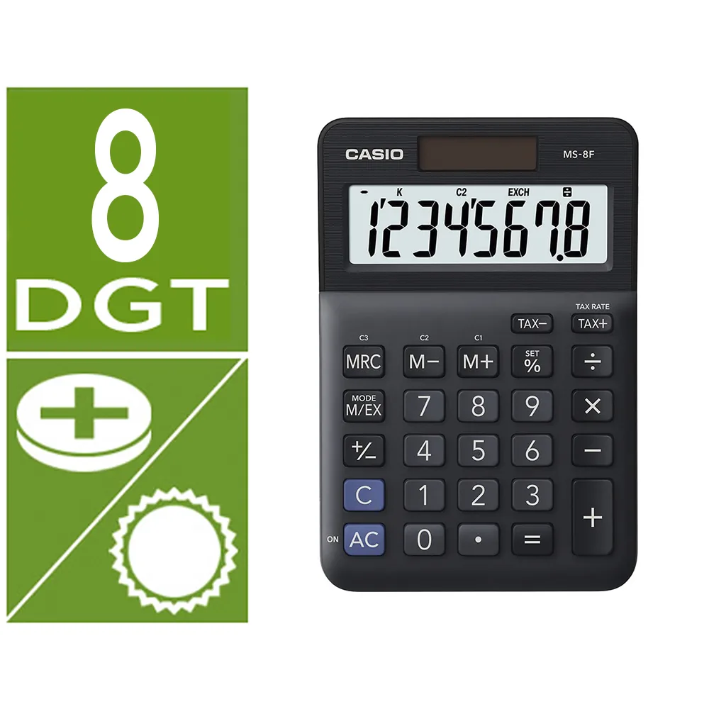 Calculadora Casio MS-8F Sobremesa 8 Digitos Tax +/- Color Negro