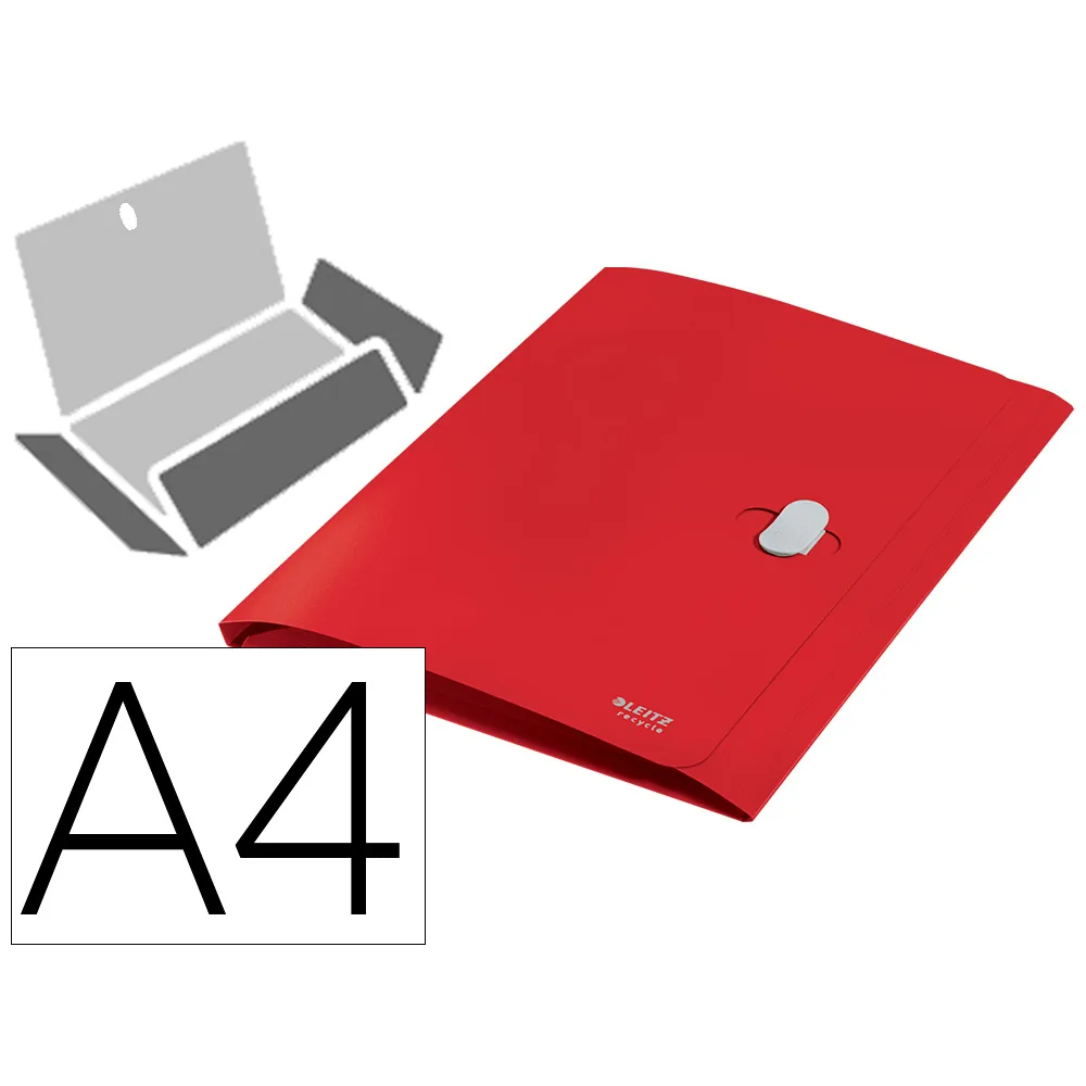 Carpeta Leitz Recycle Gomas Tres Solapas DIN A4 Polipropileno Rojo