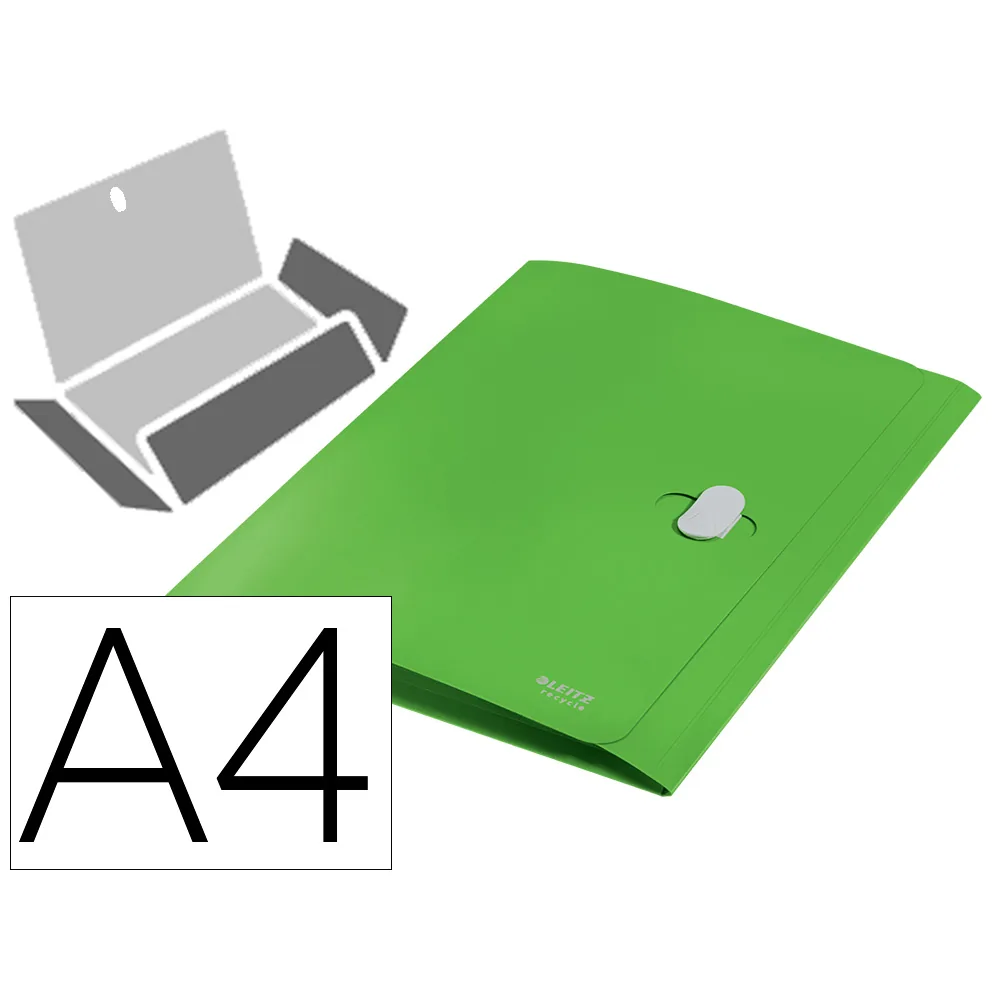 Carpeta Leitz Recycle Gomas Tres Solapas DIN A4 Polipropileno Verde