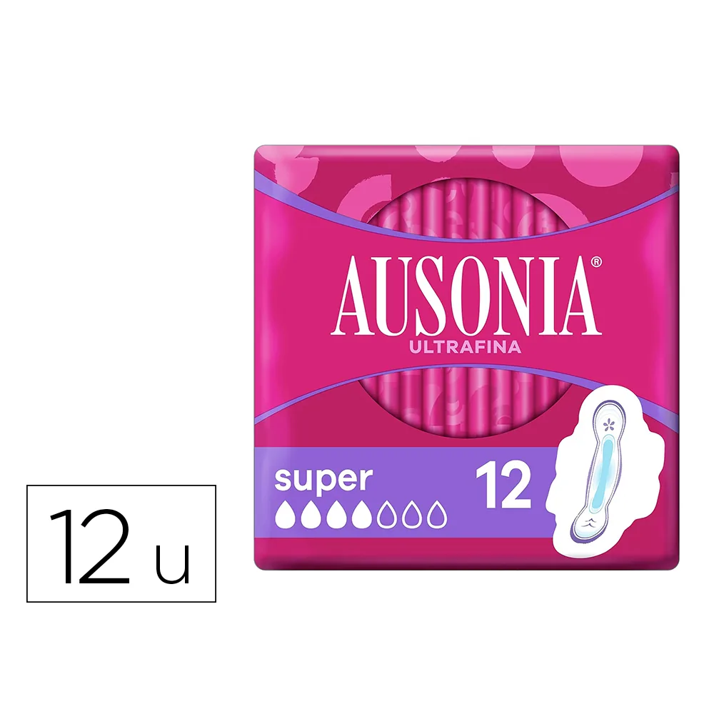 Compresa Ausonia Ultrafina Super con Alas Caja de 12 Unidades