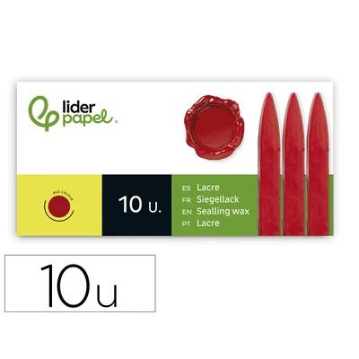 LIDERPAPEL Lacre Liderpapel Color Rojo Caja de 10 Barras