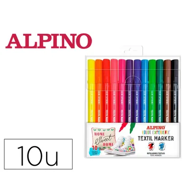 ALPINO Rotulador Alpino Textil Marker Color Experience Estuche de 10 Unidades Colores Surtidos