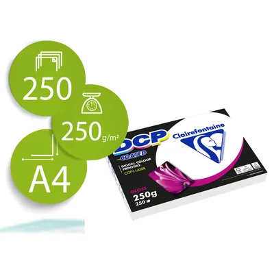 CLAIREFONTAINE Papel Fotocopiadora Color Dcp Coated Glossy DIN A4 250 Gramos Paquete 250 Hojas