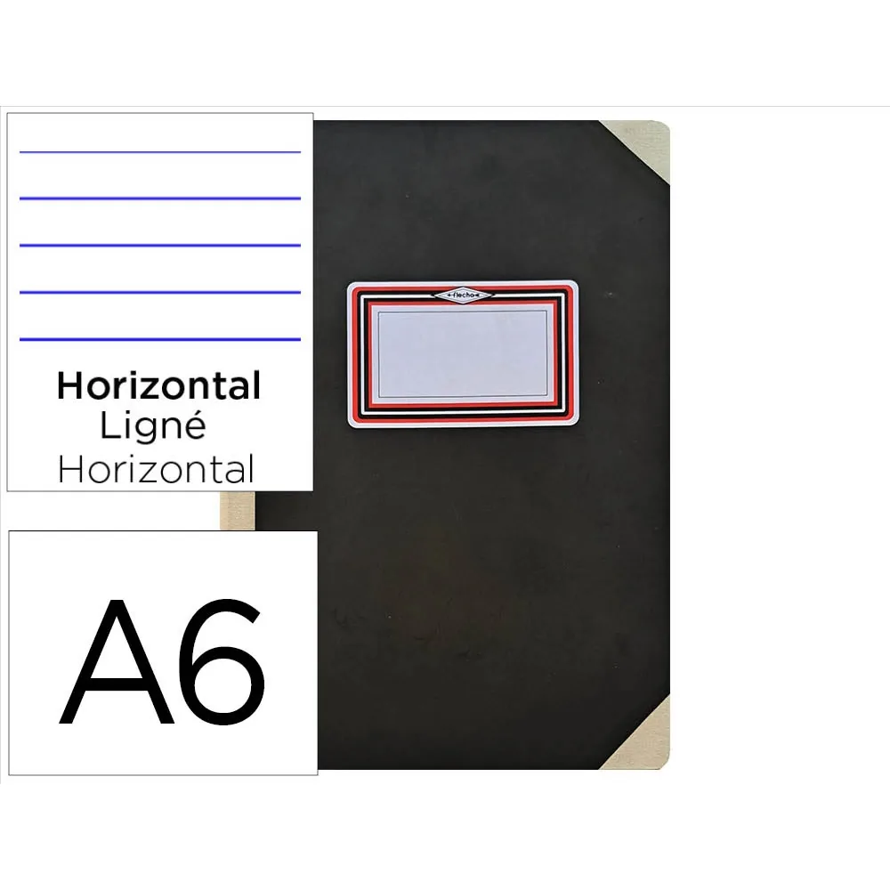 Libro Cartone Cosido Fernandes Flecha DIN A6+ Rayado Horizontal 50 Hojas 100 GR Negro
