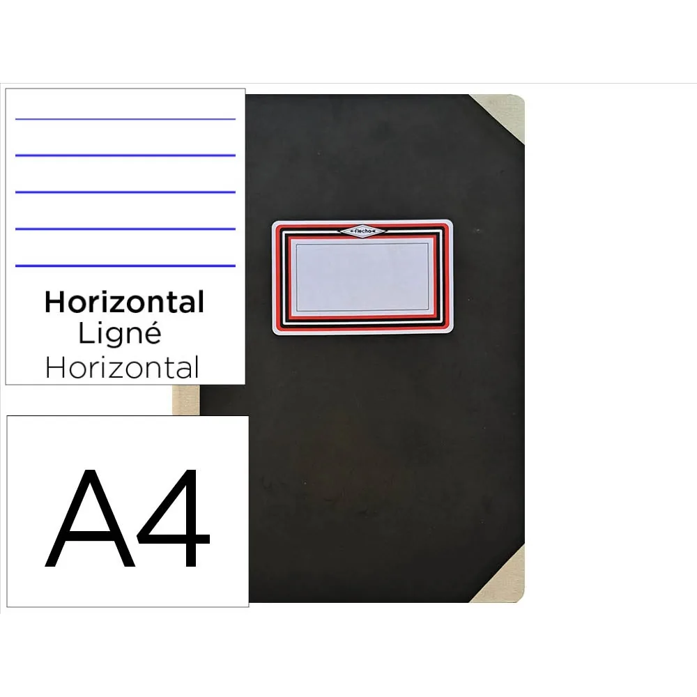 Libro Cartone Cosido Fernandes Flecha DIN A4+ Rayado Horizontal 50 Hojas 100 GR Negro