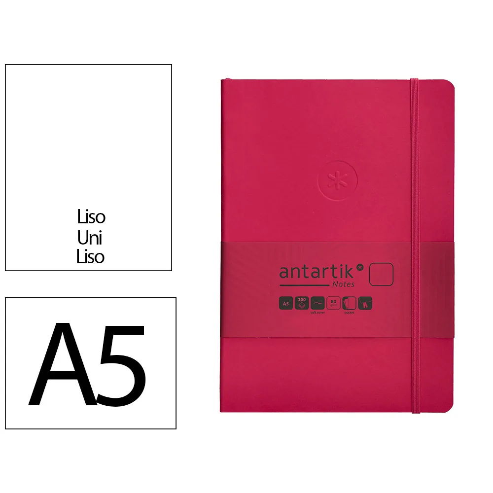 Cuaderno con Gomilla Antartik Notes Tapa Blanda A5 Hojas Lisas Burdeos 80 Hojas 80 GR Fsc