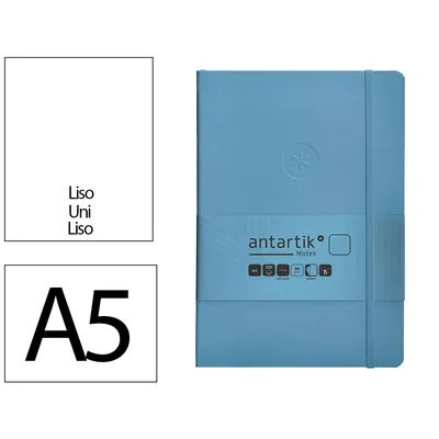 ANTARTIK Cuaderno con Gomilla Antartik Notes Tapa Blanda A5 Hojas Lisas Azul Claro 80 Hojas 80 GR Fsc