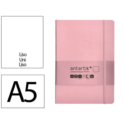 ANTARTIK Cuaderno con Gomilla Antartik Notes Tapa Blanda A5 Hojas Lisas Rosa Pastel 80 Hojas 80 GR Fsc