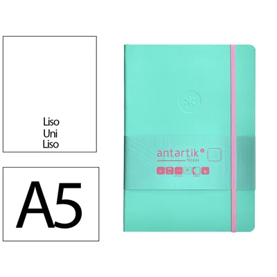 ANTARTIK Cuaderno con Gomilla Antartik Notes Tapa Blanda A5 Hojas Lisas Rosa y Turquesa 80 Hojas 80 GR Fsc