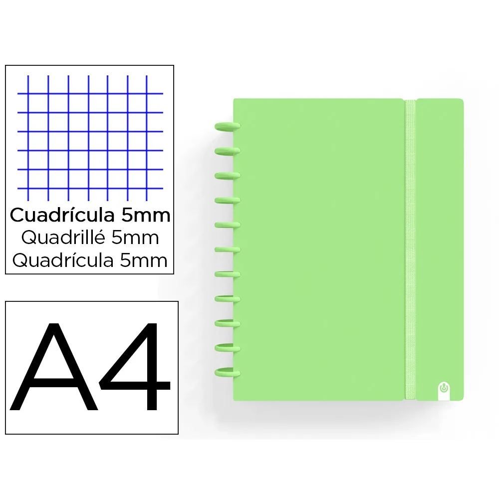 Cuaderno Carchivo Ingeniox Foam A4 80H Cuadricula Verde Pastel