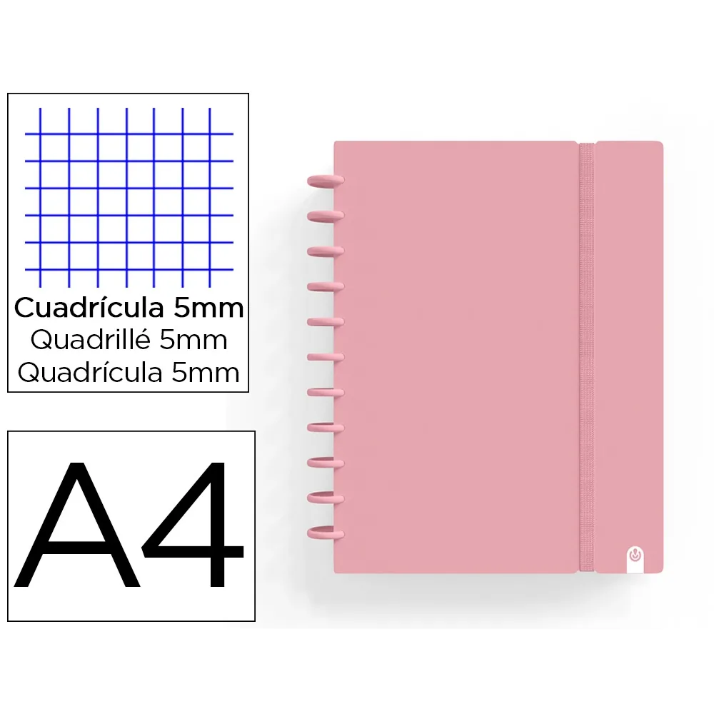 Cuaderno Carchivo Ingeniox Foam A4 80H Cuadricula Rosa Pastel