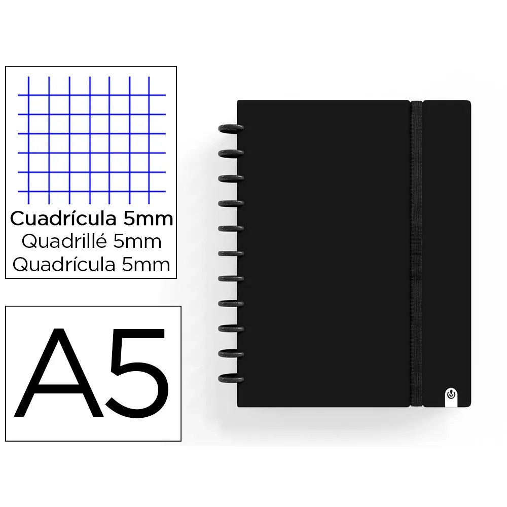 Cuaderno Carchivo Ingeniox Foam A5 80H Cuadricula Negro